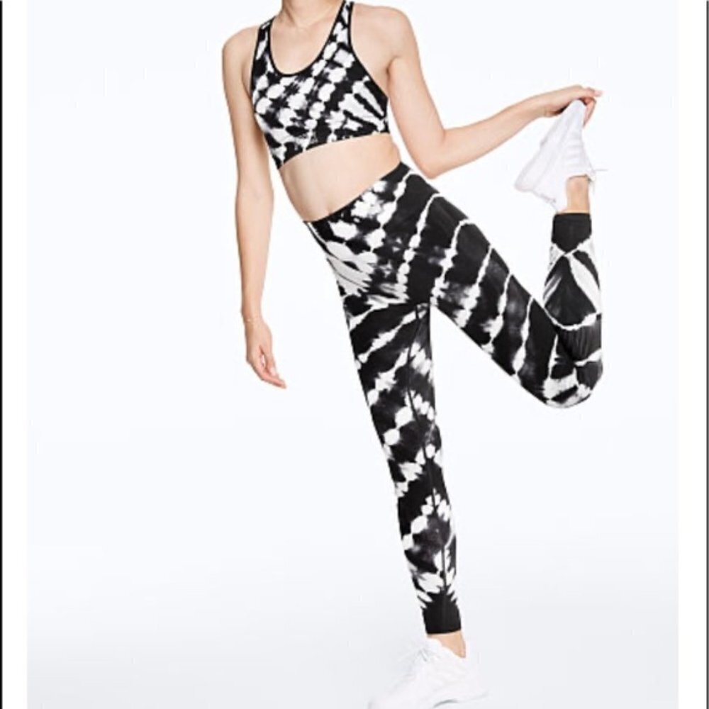 VS PINK Black &‎ White Tye Dye Hi Rise Seamless leggings